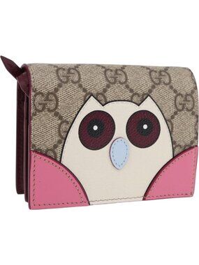 GUCCI GG Supreme Bifold Wallet PVC Beige Gold 818767